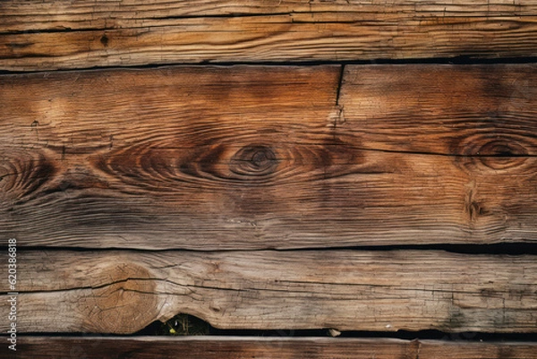 Fototapeta Weathered beauty and rich textures of rustic wooden planks or logs, adding a touch of natural charm and warmth to any design. Generative AI.