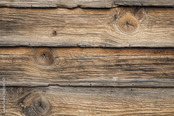 Fototapeta Weathered beauty and rich textures of rustic wooden planks or logs, adding a touch of natural charm and warmth to any design. Generative AI.