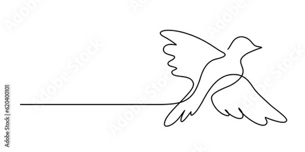 Fototapeta Continuous line art of a bird. Lineart vector illustration.