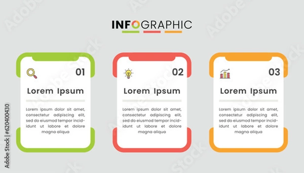 Fototapeta Three step business infographic template