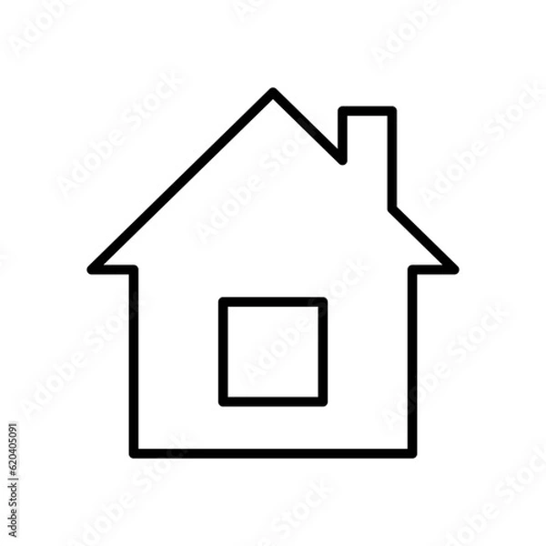 Fototapeta House line icon. House with pipe in the outline style. Vector silhouette of building