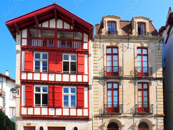 Fototapeta The house with 3 cannons in Saint-Jean-de-Luz, is the example of the houses of the bourgeois anxious to display their social success. It owes its name to the three decorative cannons