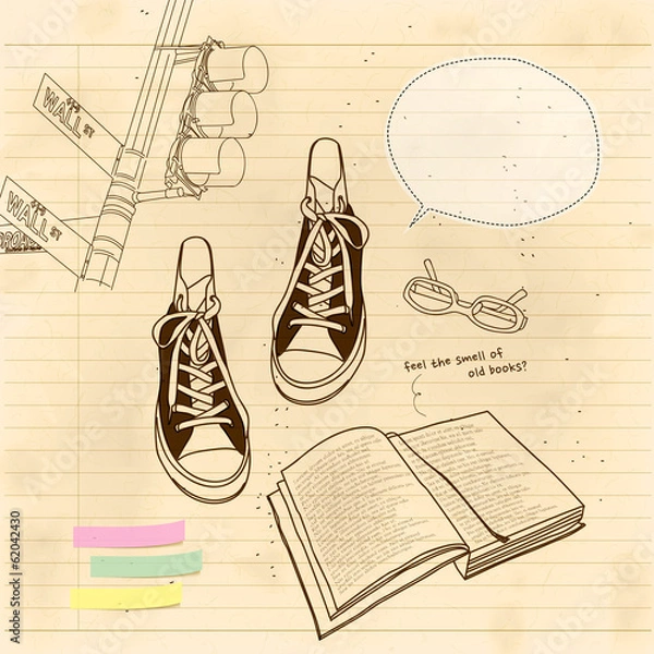 Fototapeta still life of book and shoes