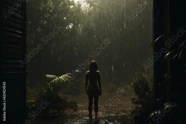 Fototapeta Heavy Rain Natural Light, Generative AI 