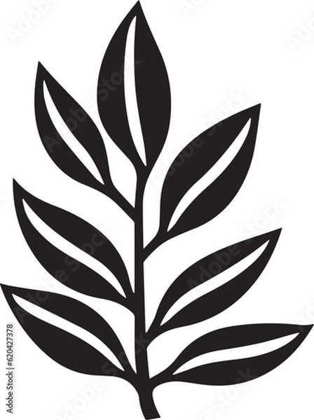 Fototapeta Bay Leaf Black And White, Vector Template Set for Cutting and Printing