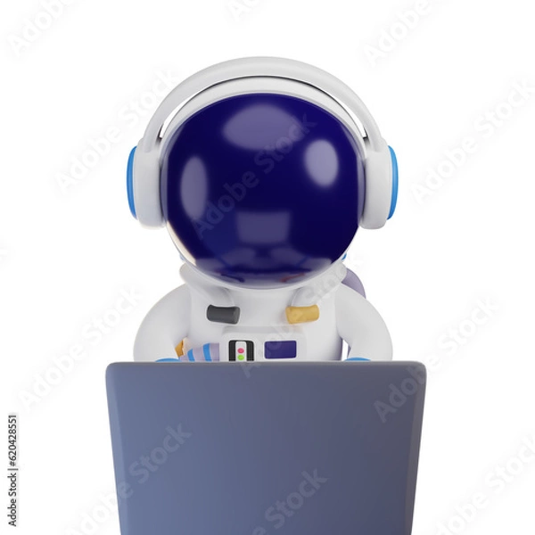 Fototapeta Astronaut 3D character, High quality rendering, business 3D illustration, Focus on achieving goals
