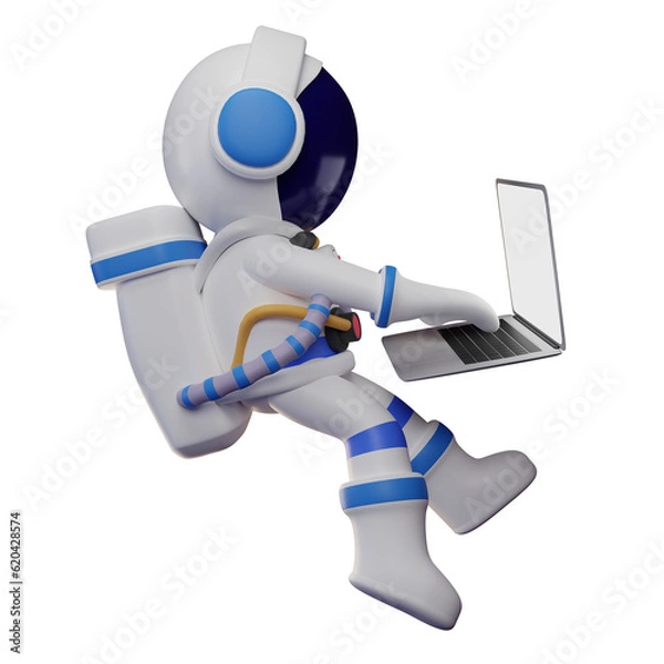 Fototapeta Astronaut 3D character, High quality rendering, business 3D illustration, Carry out a task