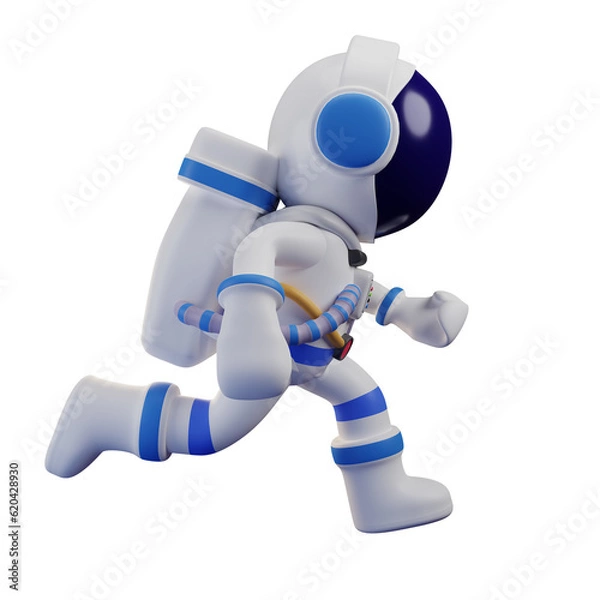 Fototapeta Astronaut 3D character, High quality rendering, business 3D illustration, progress towards achieving the goal