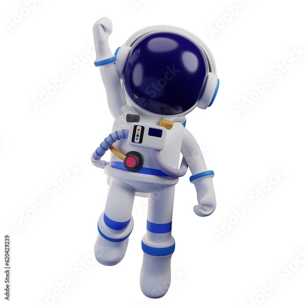 Fototapeta Astronaut 3D character, High quality rendering, business 3D illustration, Successfully Achieved the goal