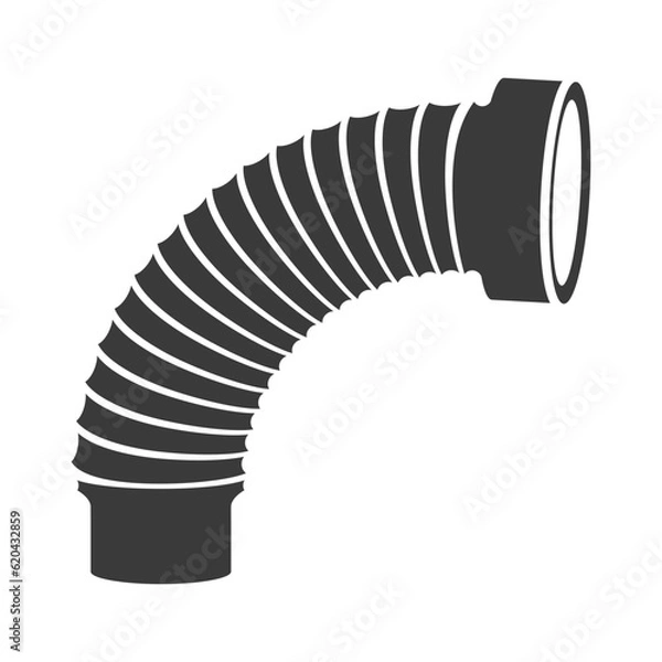 Fototapeta Corrugated pipe for toilet glyph icon isolated on white background.Vector illustration.