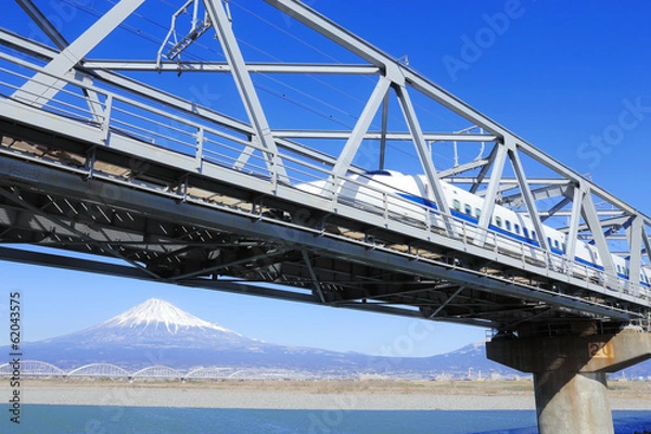 Obraz 富士川を渡る新幹線