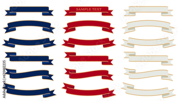 Obraz 金の縁がついた高級感のあるタイトルリボンのセット(紺 赤 白)