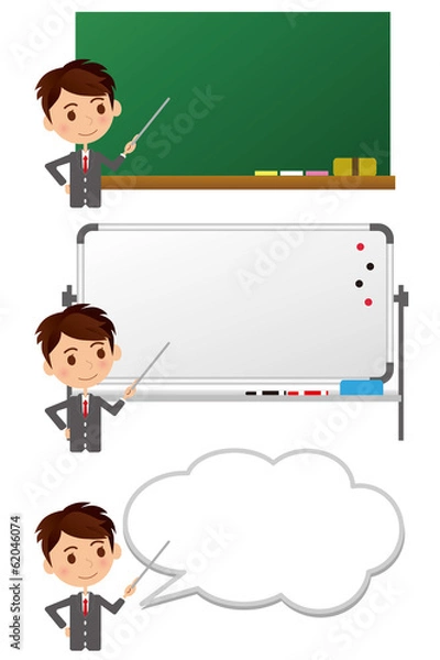 Fototapeta 男性 黒板 ホワイトボード