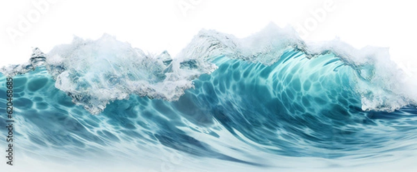 Fototapeta Water waves isolated on transparent background cutout. Sea, sea waves, waves with foam. Isolated on transparent background. KI.