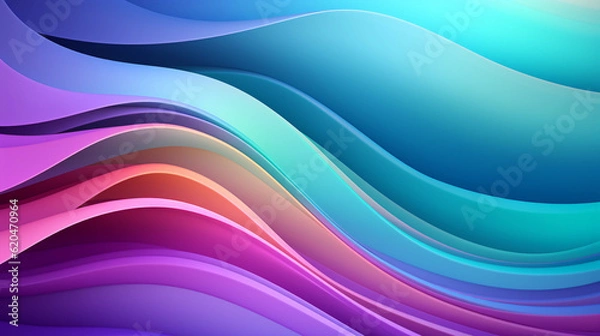 Obraz Bright Colorful Stripes. Mint Lilac waves background. Generative Ai