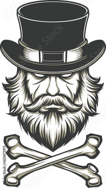 Fototapeta Beard man with hat vector illustration