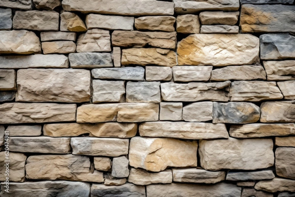 Obraz Stone wall or rocks, highlighting the rugged texture and intricate natural patterns. Generative AI.