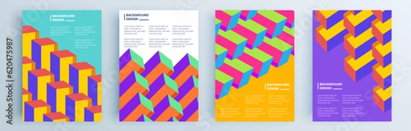Fototapeta Modern abstract covers set, minimal covers design. Colorful geometric background, vector illustration.