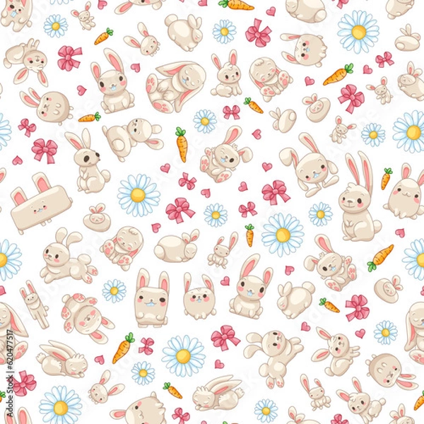 Fototapeta Hare Cute Character Seamless Pattern