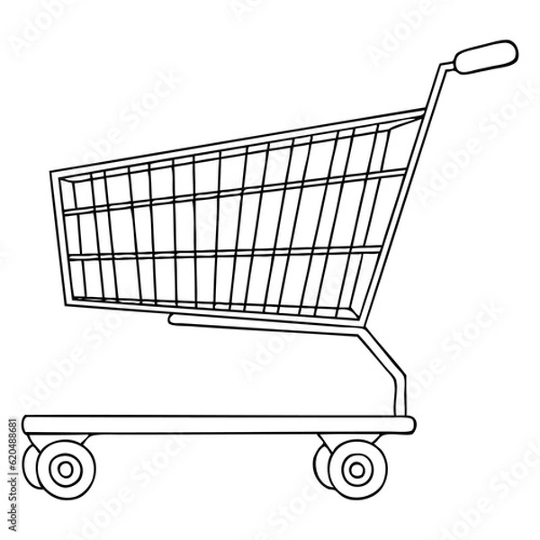 Obraz supermarket trolley outline vector illustration