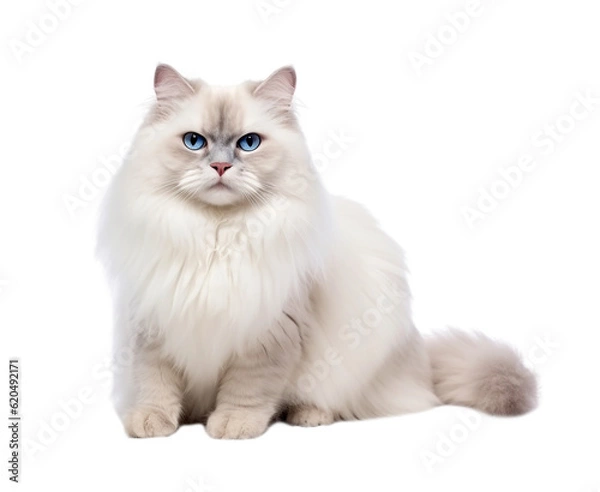 Fototapeta Cute Ragdoll cat isolated on transparent background.