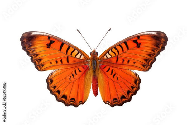 Fototapeta Orange Butterfly On Isolated Transparent Background, Png. Generative AI