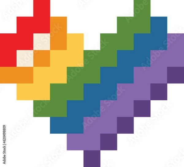 Fototapeta pixel rainbow heart