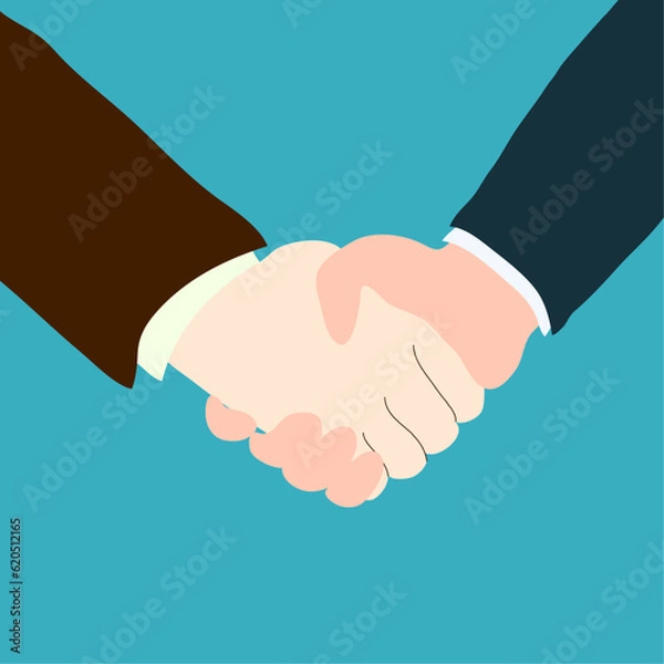 Fototapeta Business people shaking hands. Teamwork cooperation Concept. Hand-drawn, vector illustration.