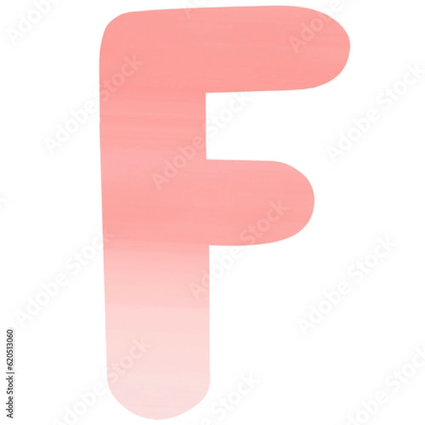 Fototapeta Red and pink gradient letter, Watercolor pattern, Hand drawn