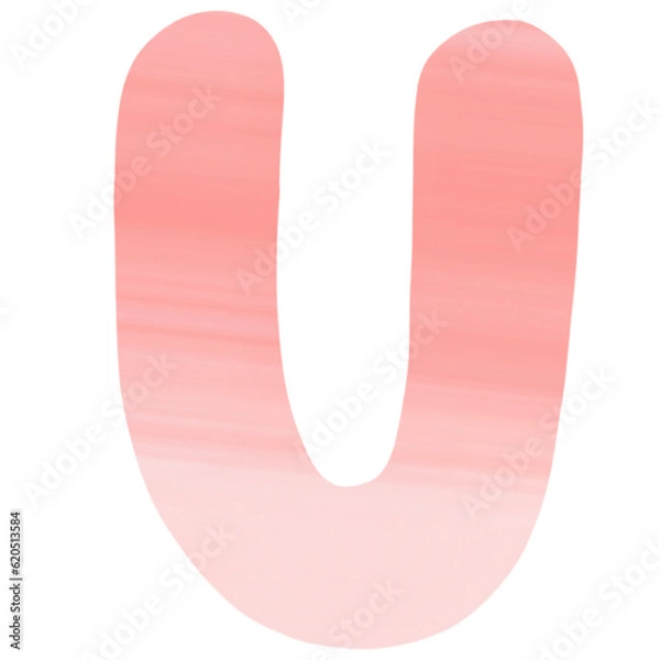 Fototapeta Red and pink gradient letter, Watercolor pattern, Hand drawn