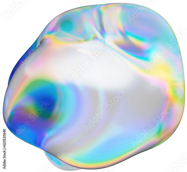 Fototapeta Chromatic dispersion abstract glass shape isolated on transparent background - 3D rendering