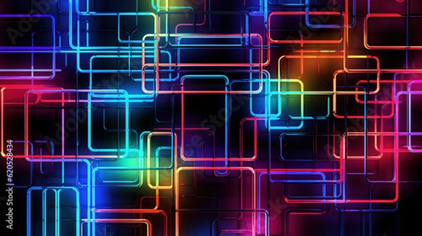 Obraz Neon grid, rainbow colors