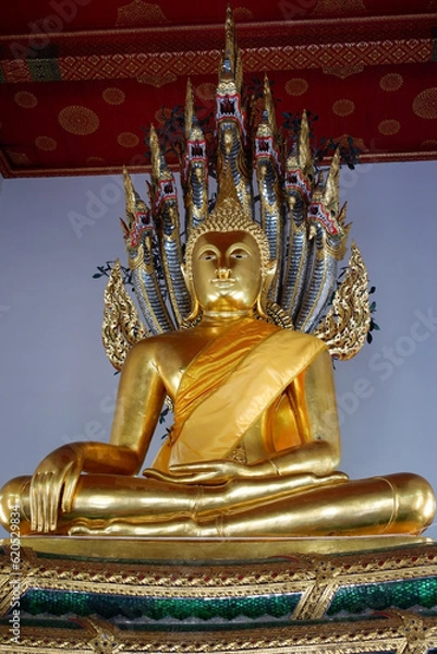 Fototapeta The head of the Buddha statue at Wat Pho.