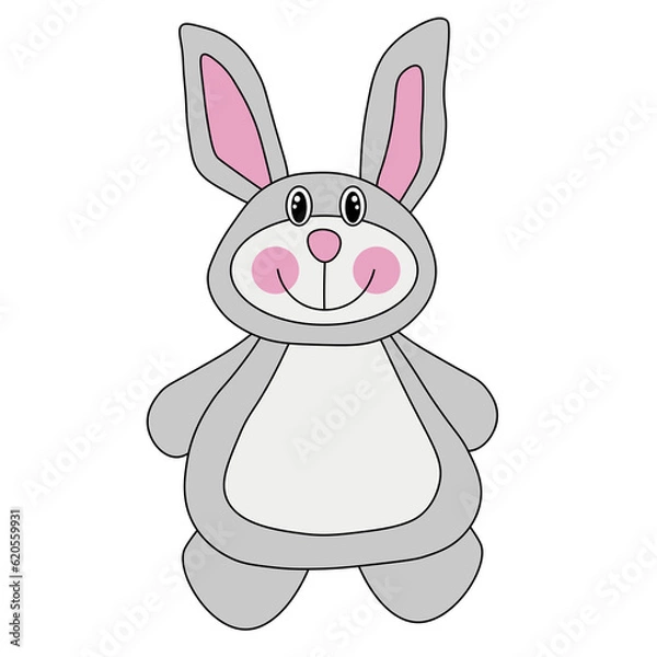 Fototapeta cute smiling cartoon-style bunny on a transparent background