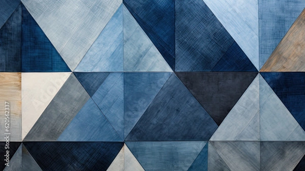 Fototapeta patchwork denim, indigo denim patchwork, wall art pattern, and backdrop, generate ai