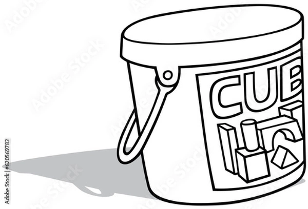 Obraz Drawing of a Bucket with Wooden Cubes