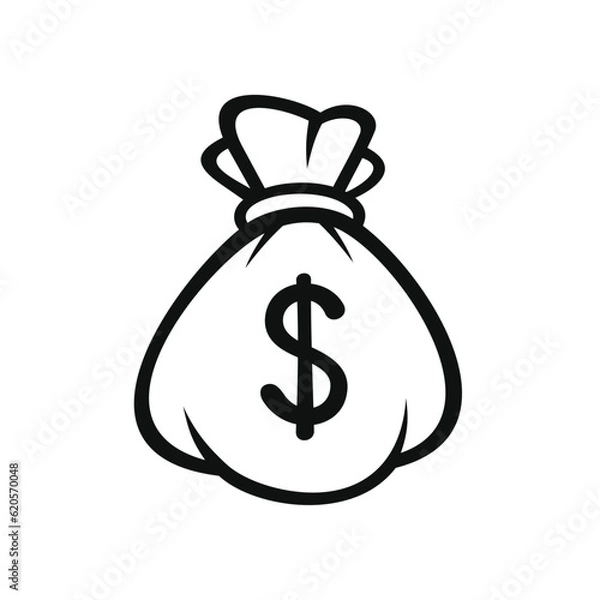 Obraz Dollar Money Icon with Bag. Vector Illustration.