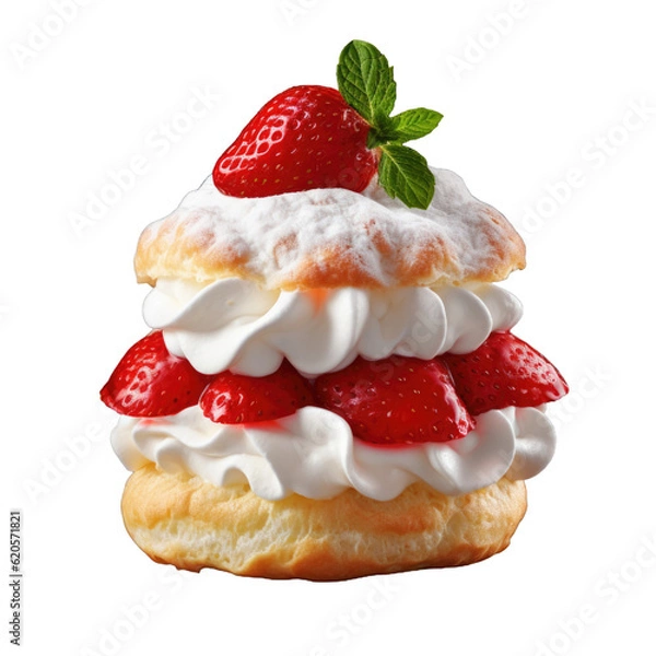 Fototapeta Strawberry shortcake isolated on transparent background