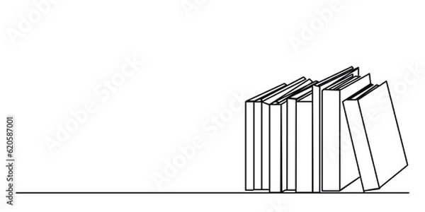 Fototapeta one line drawing book education concept hand drawn minimalist style Graphic vector illustration.
