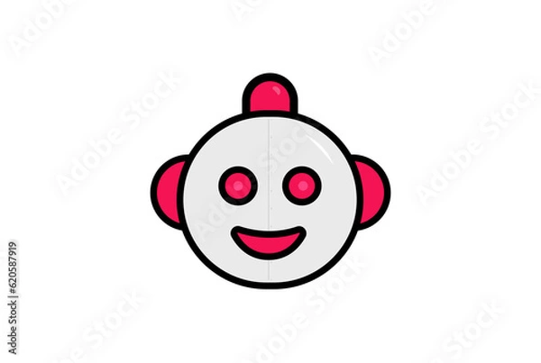 Fototapeta Robot head artificial intelligence bot artwork communication character clip art