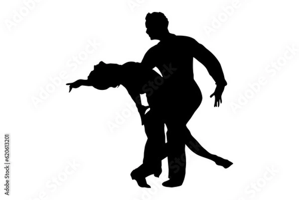 Fototapeta Dance silhouette dancing person sketch shadow dancer art
