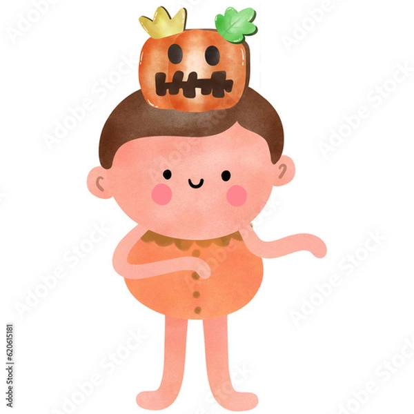 Fototapeta Pumpkin boy with it dall