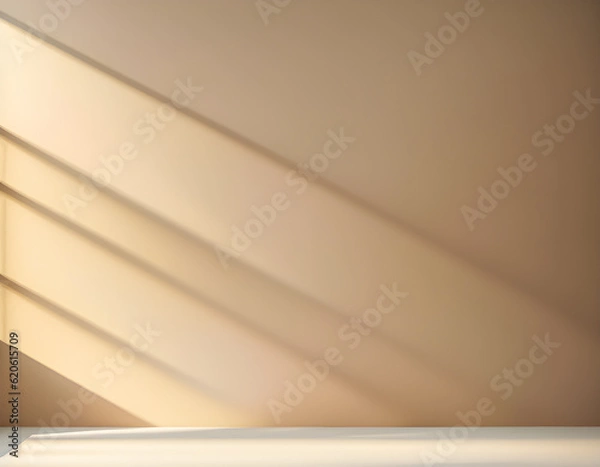 Fototapeta Minimal Leisure Room abstract light beige background for product presentation with soft light from the window on wall. Generative AI, illustration
