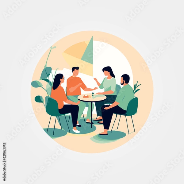 Fototapeta people having business meeting around a table
