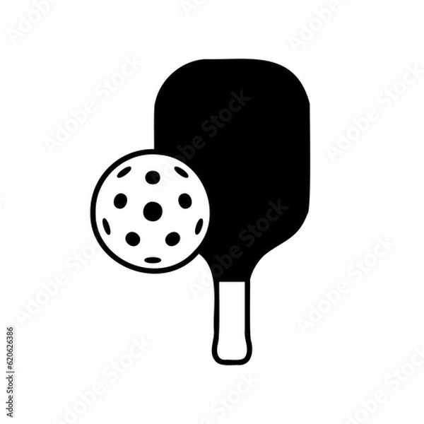 Obraz Pickleball Icon. Vector Illustration of Paddle and Ball for Sports Enthusiasts.