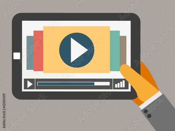 Obraz tablet on the hand with video player