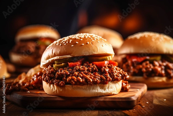 Fototapeta Tasty Sloppy Joes Created with Generative AI Tools