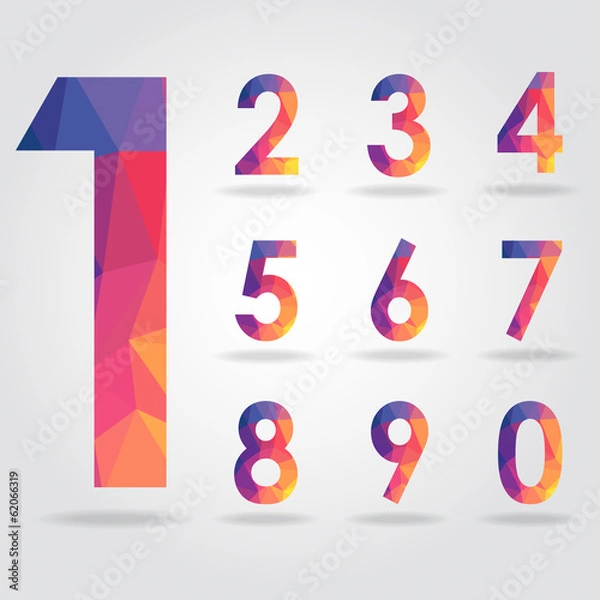 Fototapeta polygon number set