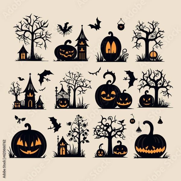 Fototapeta helloween set vector illustration collection design halloween