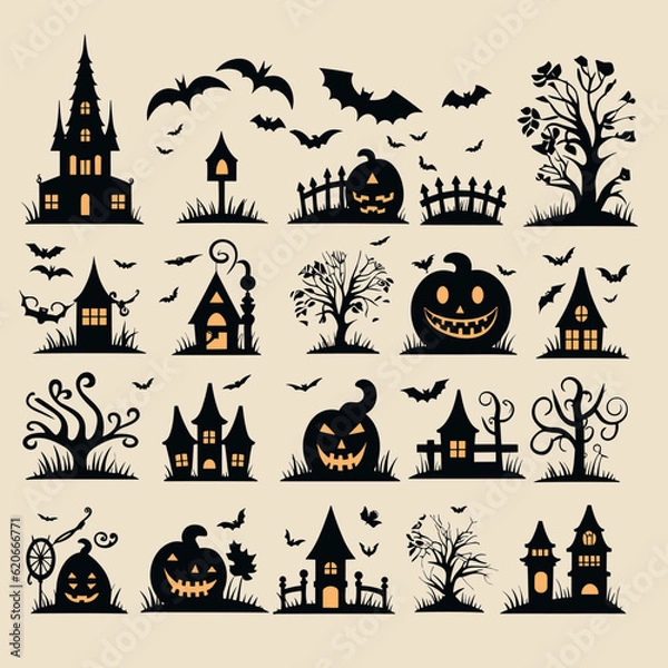 Fototapeta helloween set vector illustration collection design halloween